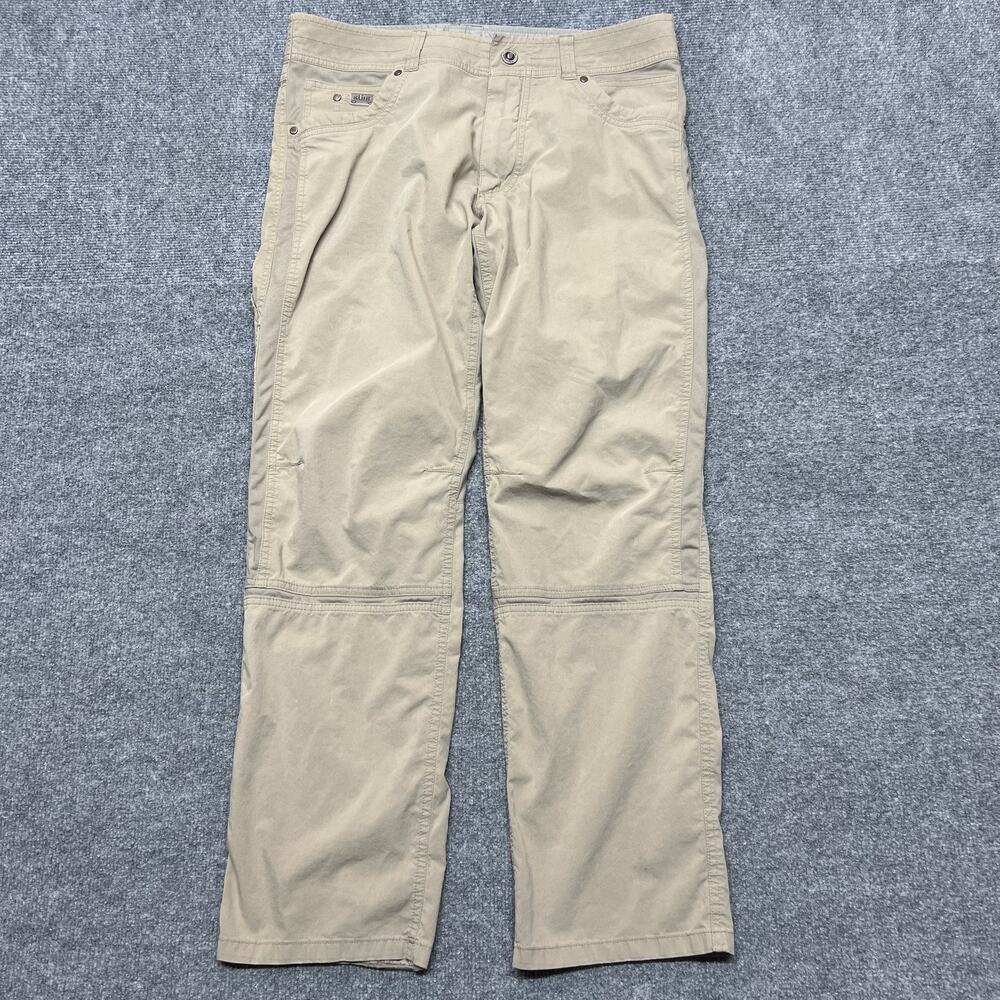 Kuhl Pants Mens 34x30 Beige Convertible Cargo Canvas Hiking Outdoor Travel